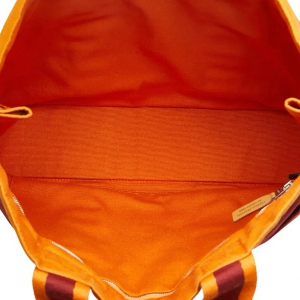 Hermes Tote MM French Festival 2002 Hawaii Limited Edition Bag Red Orange Canvas